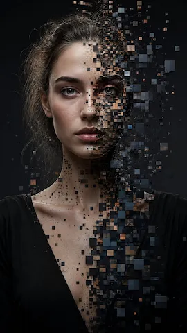 Digital Pixel Dissolve Portrait